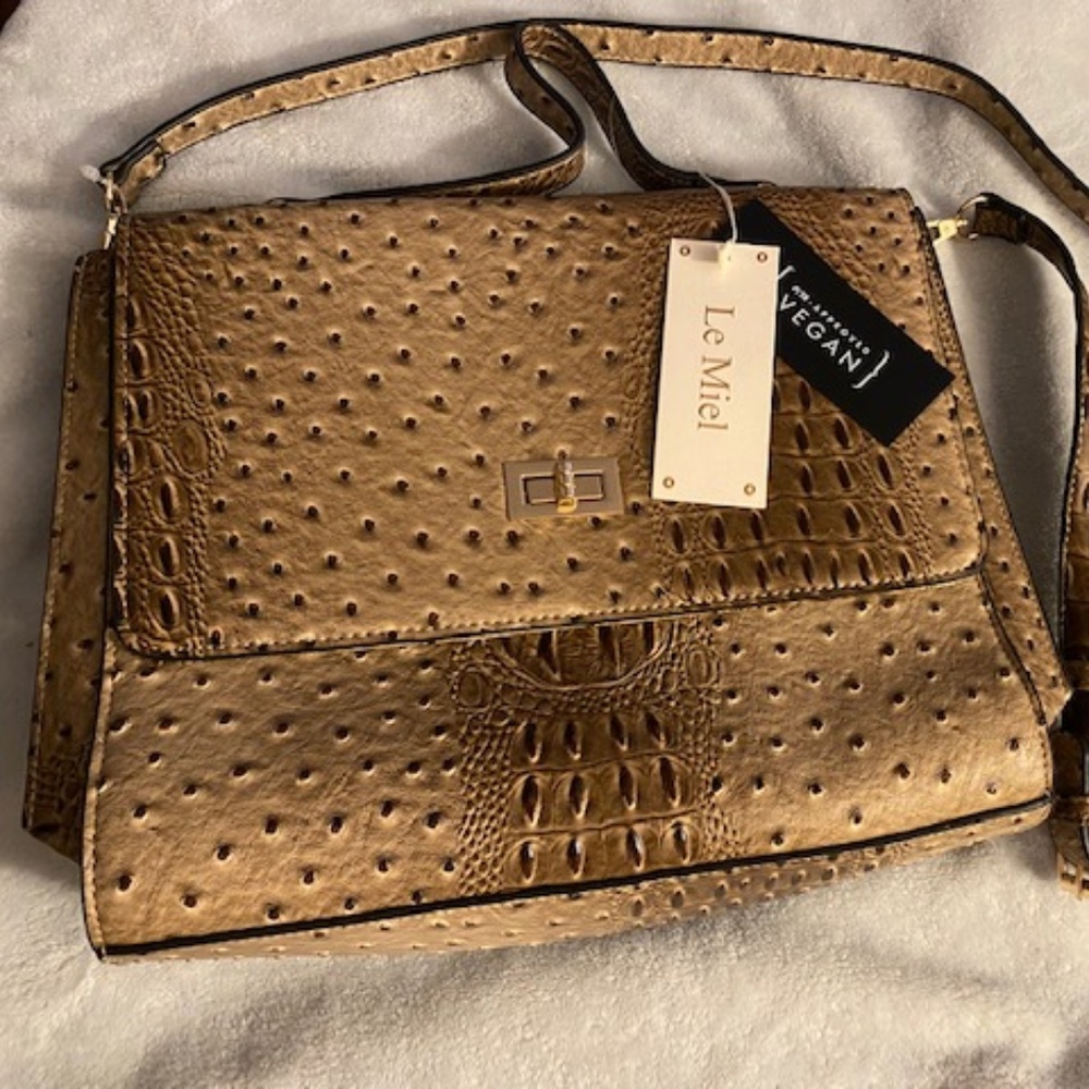 NWT Le Miel Women's Crossbody Purse - Ostrich